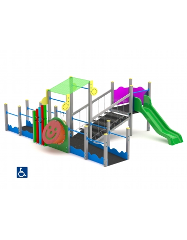 Percorso inclusivo in alluminio con scivolo - cm 485x610xh247