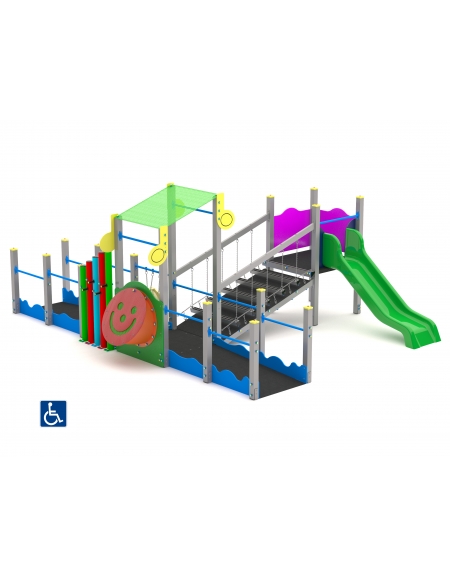 Percorso inclusivo in alluminio con scivolo - cm 485x610xh247