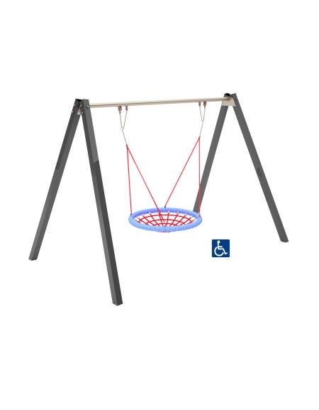 Altalena inclusiva per disabili con cestone - pali in alluminio - cm 376x227x255h