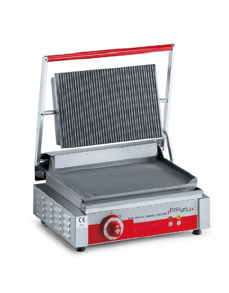 Piastra elettrica per panini media liscia professionale - Piano di cottura  in ghisa sabbiata da cm 36,5x24 - Monofase