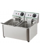 Friggitrice elettrica professionale 2 vasche da Lt 4+4 monofase da banco in acciaio inox - Potenza Kw 2+2