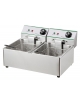 Friggitrice elettrica professionale 2 vasche da Lt 12+12 monofase da banco in acciaio inox - Potenza Kw 2,85+2,85