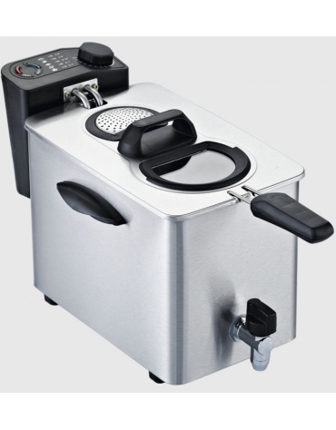 Friggitrice elettrica da banco in acciaio inox - linea economica - 1 vasca, 6 Lt. - mm 265x410x290h