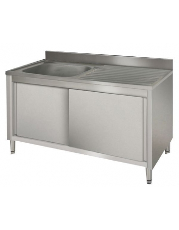 Lavatoio inox armadiato 1 vasca+gocciolatoio destro cm 100x60x85