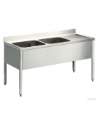 Lavatoio inox 2 vasche + gocc.destro Dimensioni cm.140x60x85/90h