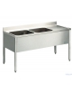 Lavatoio inox gambe quadre 2 vasche con gocciolatoio destro - senza ripiano - cm 140x60x85/90h