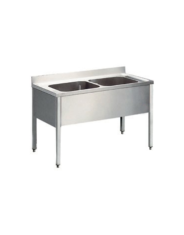 Lavatoio inox 2 vasche Dimensioni cm.120x60x85/90h