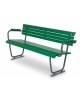 Panchina con seduta e braccioli in legno di pino colore verde menta cm 183x61x82h