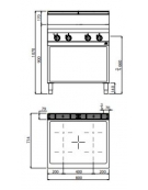 CUCINA AD INFRAROSSO 4 ZONE SU VANO -  CM. 80X70X90H