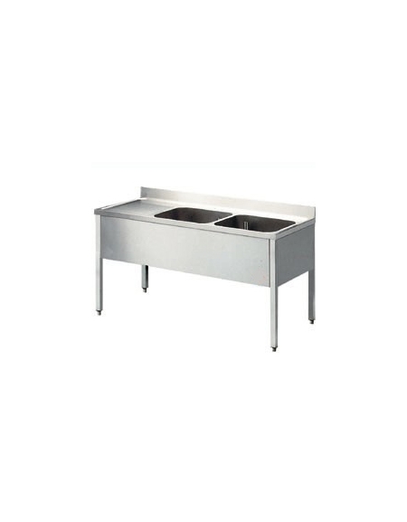 Lavatoio inox 2 vasche+gocc.sinistro Dimensioni cm.180x60x85/90h Lavatoio inox 2 vasche+gocc.sinistro Dimensioni cm.180x60x85/90h