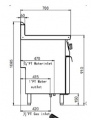 Cuocipasta a gas 1 vasca capacità 40 lt cm 40x70x90h