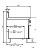 Cuocipasta a gas 1 vasca capacità 40 lt cm 40x70x90h