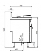 Friggitrice a gas, 1 vasca da 13 lt. su armadio chiuso cm 40x90x85h