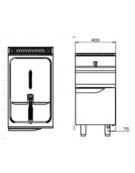 Friggitrice a gas, 1 vasca da 13 lt. su armadio chiuso cm 40x90x85h