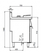 Friggitrice a gas, 1 vasca da 13 lt. su armadio chiuso cm 40x90x85h