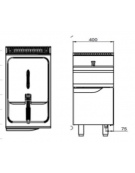 Friggitrice a gas, 1 vasca da 13 lt. su armadio chiuso cm 40x90x85h