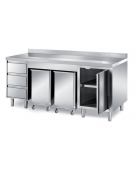 TAVOLO ARMADIATO CON 1 ANTA A BATTENTE, 2 TRAMOGGE E 1 CASSETTIERA A 3 CASSETTI H 15 CM - CON ALZATINA - CM. 200X70X87H