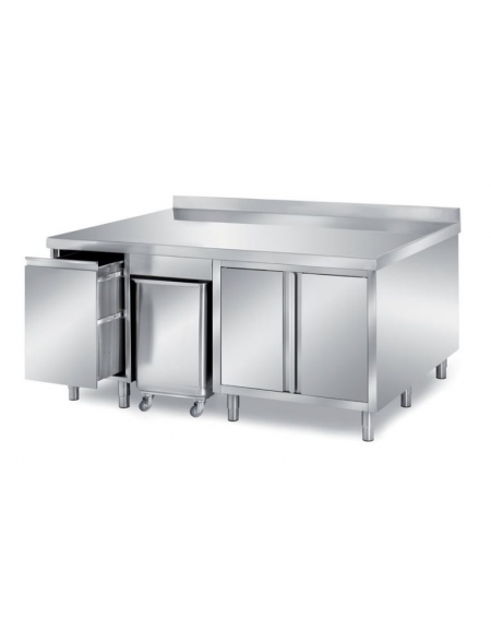 TAVOLO COMPOSIZIONE N°4 - 2 ANTE A BATTENTE CON 1 VANO PORTATEGLIE, TRAMOGGIA E 1 CASSETTONE ESTRAIBILE - CM. 220X80X87H