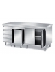 TAVOLO CENTRALE COMPOSIZIONE N°1 - 2 ANTE A BATTENTE, TRAMOGGIA E 1 CASSETTIERA A 4 CASSETTI H 10 CM - CM. 200X90X87H
