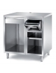 TAVOLO INOX AISI 304 PER MACCHINA CAFFÈ - 2 VANI A GIORNO CON TRAMOGGIA BATTIFILTRO E CASSETTO BATTIFILTRO - CM. 100X70X110H