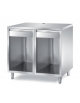 TAVOLO INOX AISI 304 PER MACCHINA CAFFÈ - 2 VANI A GIORNO CON CASSETTO BATTIFILTRO E CASSETTO - CM. 100X70X110H