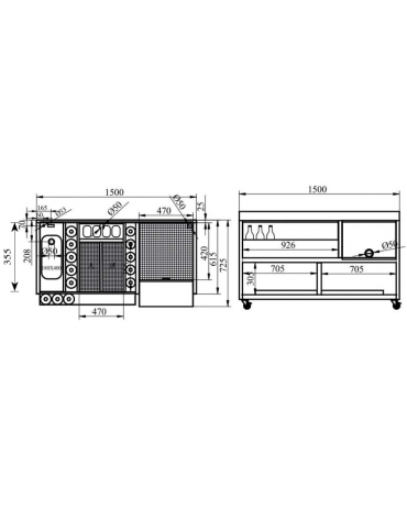 COCKTAIL STATION - CM. 150X70X83H