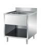 ELEMENTO INOX AISI 304 A GIORNO CON VASCA E ALZATINA - CM. 60X70X85H