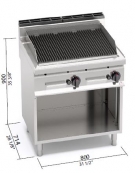 GRIGLIA PIETRA LAVICA A GAS SU MOBILE  cm 80x71.4x90h