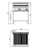 GRIGLIA PIETRA LAVICA A GAS SU MOBILE  cm 80x71.4x90h