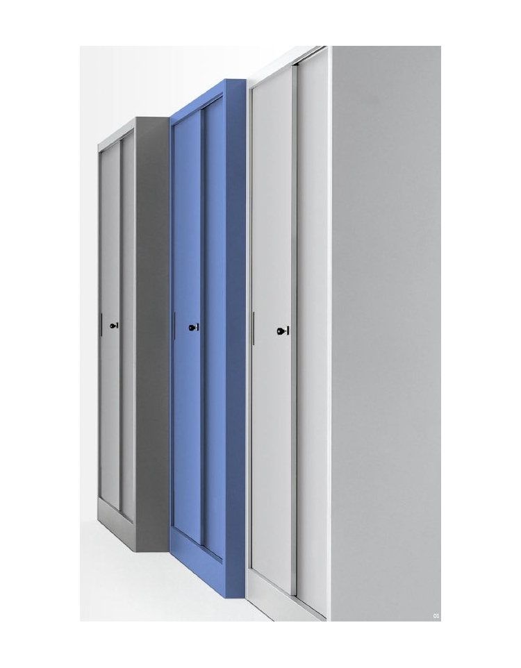 Armadio metallo ante scorrevoli / 4 Ripiani / cm.140x60x200h FAMI