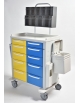 CARRELLO PER EMERGENZA/MEDICAZIONE CON 10 CASSETTI E 5+4 CONTENITORI BASCULANTI SUPERIORI - CM 90x48x111h