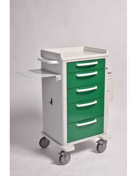 CARRELLO PER DISTRIBUZIONE TERAPIA CON 5 CASSETTI E PORTARIFIUTI CM  80X60X111H- Arredamento ospedaliero/ambulatorio/sanitario 