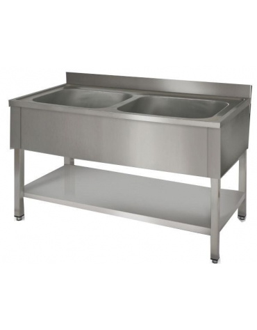 Lavatoio inox 2 vasche Dimensioni cm.120x60x85/90h