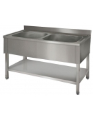 Lavatoio inox 2 vasche Dimensioni cm.140x60x85/90h