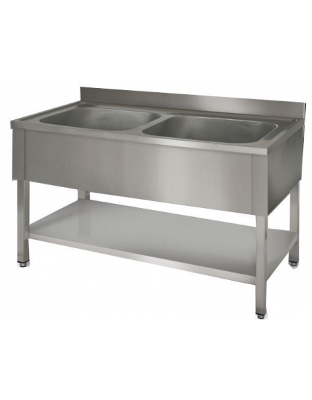 Lavatoio inox 2 vasche Dimensioni cm.130x70x85/90h Lavatoio inox 2 vasche Dimensioni cm.130x70x85/90h