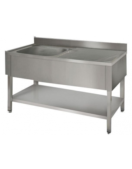 Lavatoio inox 1 vasca + gocc.destro cm.130x60x85/90h Lavatoio inox 1 vasca + gocc.destro cm.130x60x85/90h
