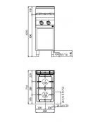 Cucina professionale industriale a gas 2 fuochi -ALTA POTENZA - cm 40x70x85/90