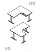 Scrivania Workstation a L per ufficio con gambe metalliche a T - cm 160x120x74h