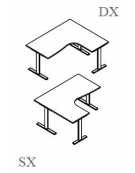 Scrivania Workstation a L per ufficio con gambe metalliche a T - cm 180x120x74h