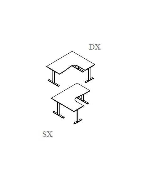 Scrivania Workstation a L per ufficio con gambe metalliche a T - cm 180x120x74h