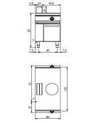 Cucine a induzione per ristoranti N° 2 Zone di cottura su mobile aperto cm 40x73x87h