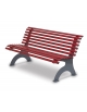 Panchina anatomica in metallo zincato e verniciato a forno - COLORI GRIGIO RAL 7011 E ROSSO RAL 3003 - cm 150x65x75h