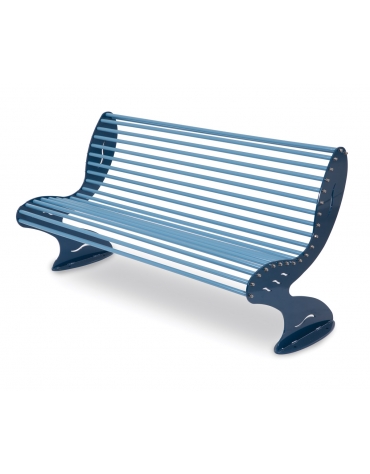 Panchina anatomica in lamiera di acciaio zincato e verniciato - COLORI BLU RAL 5024 / BLU RAL 5001 - cm 150x70x85h