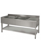 Lavatoio inox 2 vasche +gocc. destro Dimensioni cm.180x60x85/90h