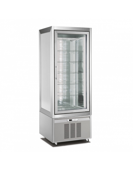Vetrina pasticceria verticale Litri 420 - Refrigerazione statica - COLORE ARGENTO - N° 1 Lati a vetro - cm 70x65x190h