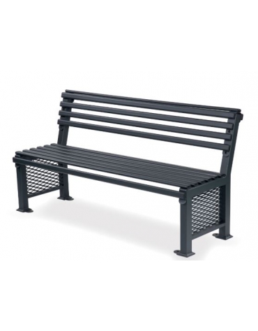 Panca con schienale da esterno in acciaio zincato - Verniciato a forno - cm 180x56x76h
