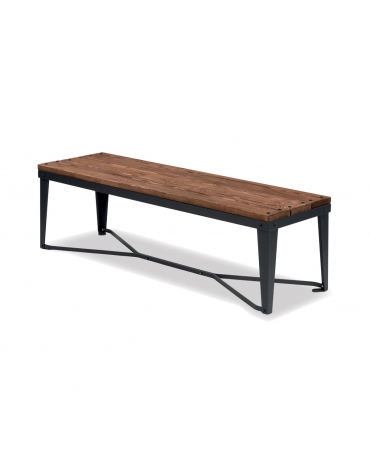 Panchina senza schienale variante Grigio Micaceo/Marrone - struttura in acciaio - seduta con doghe in legno - cm 150x45x45h