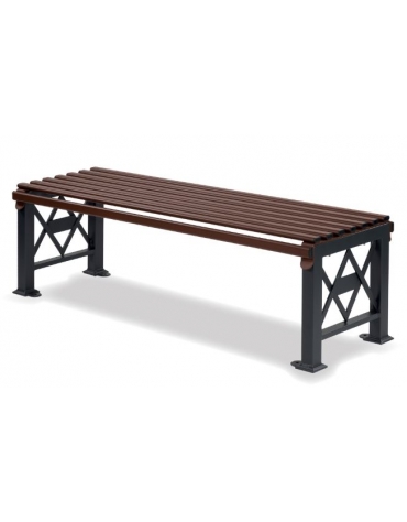 Panca senza schienale in acciaio zincato - Verniciato a forno - Corten/ Grigio micaceo - cm 150x49x47h