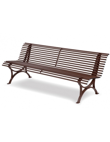 Panca da esterno con schienale in acciaio zincato - Versione Corten - cm 200x68x72h