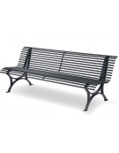 Panca da esterno con schienale in acciaio zincato con 12 profili tondi Ø 20 mm - Versione Grigio Micaceo - cm 200x68x72h